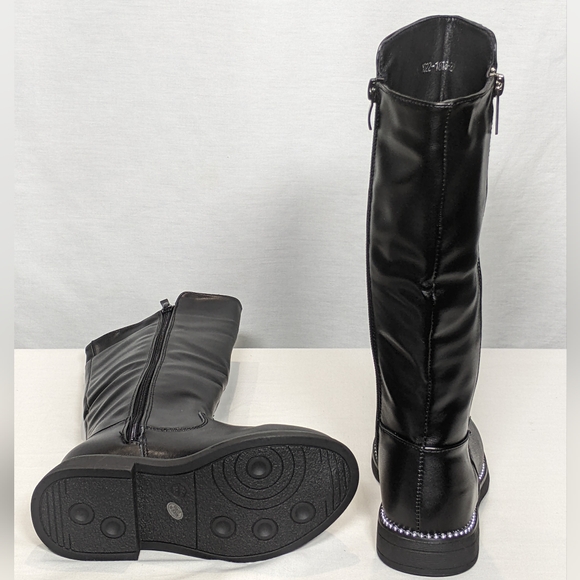 NEW Kids tall faux-leather studded black boot Sz 12 - Picture 4 of 4